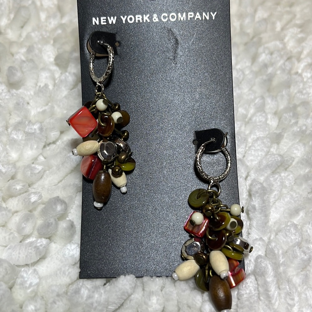 New York & Company Silver Hoop Dangle Earrings.